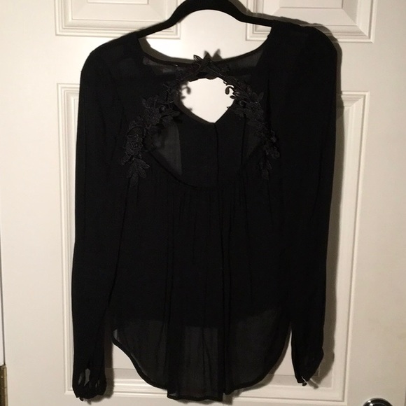 Blush Noir Sheer Black Open Back Blouse size M - Picture 2 of 4
